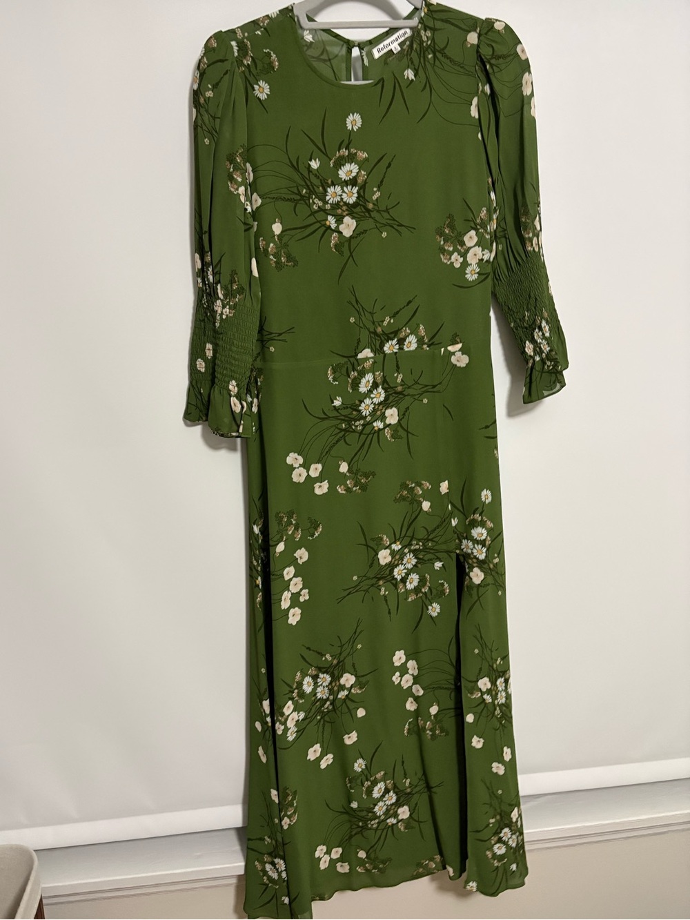 Reformation Carolena Green Floral Midi